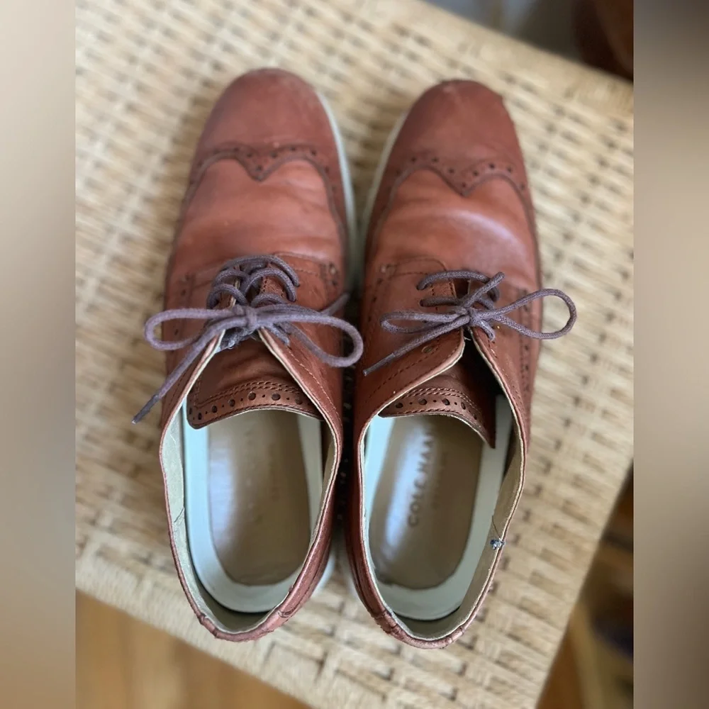 Cole Haan Men’s Leather Wingtip Oxford Shoes Brown Size 8M Casual Dress
